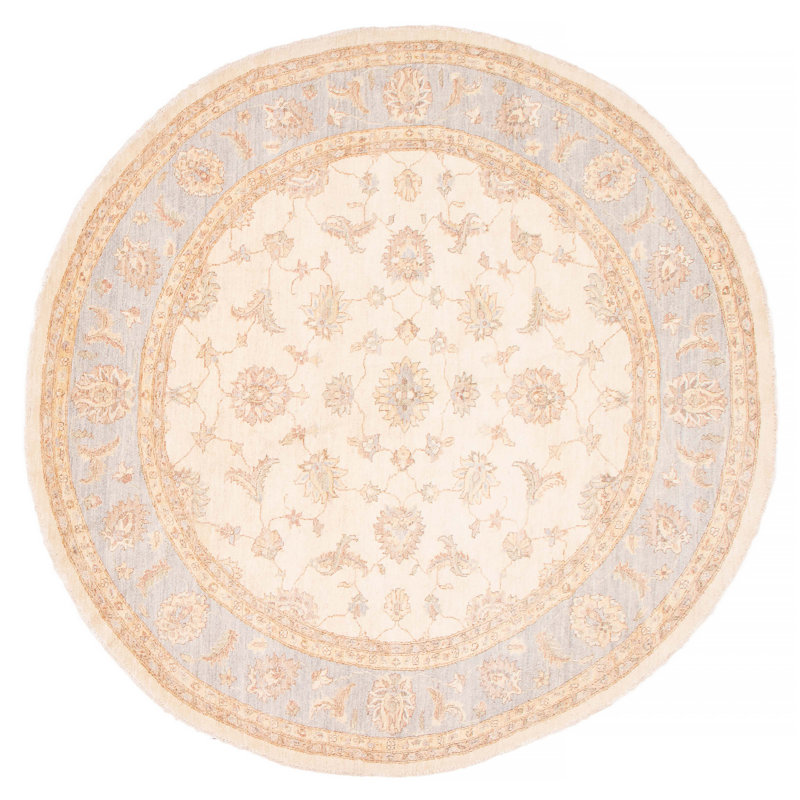 Tapis unique en laine noué à la main 8 pi x 8 pi nouvel âge en brun / crème / bleu clair Montezuma