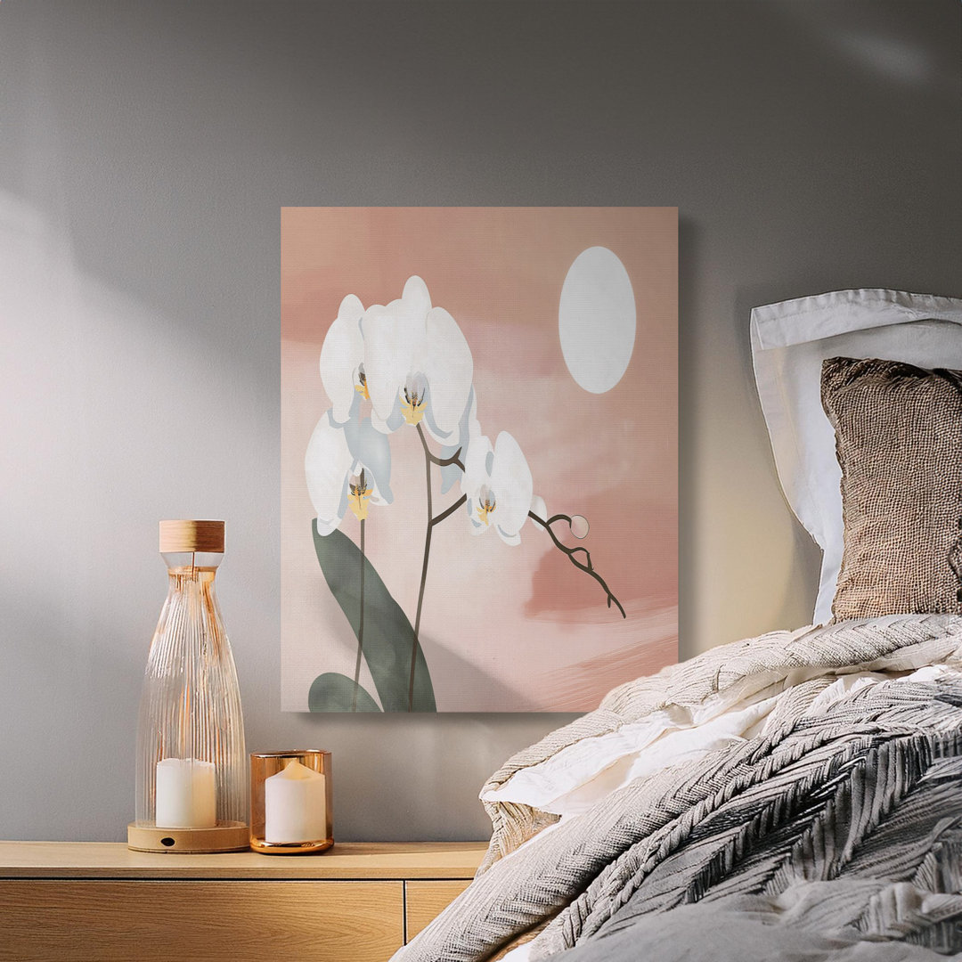Modern Botanical Orchid Peach Canvas Print