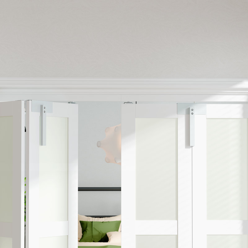 White MDF Bi-Fold Door with Frosted Glass Panels