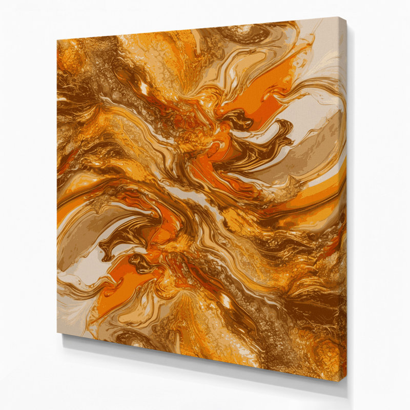 Abstrait art fluide sur toile brune 9, H 12 po x l 12 po
