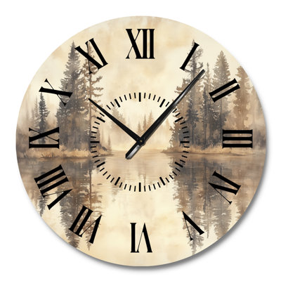 Forest at the Lake I - Landscape Metal Wall Clock, Printed on Metal