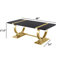 Ensemble de table de style contemporain 3 pièces 1 table basse 2 tables de bout en acier inoxydable à finition tréteaux noir et doré-877108535