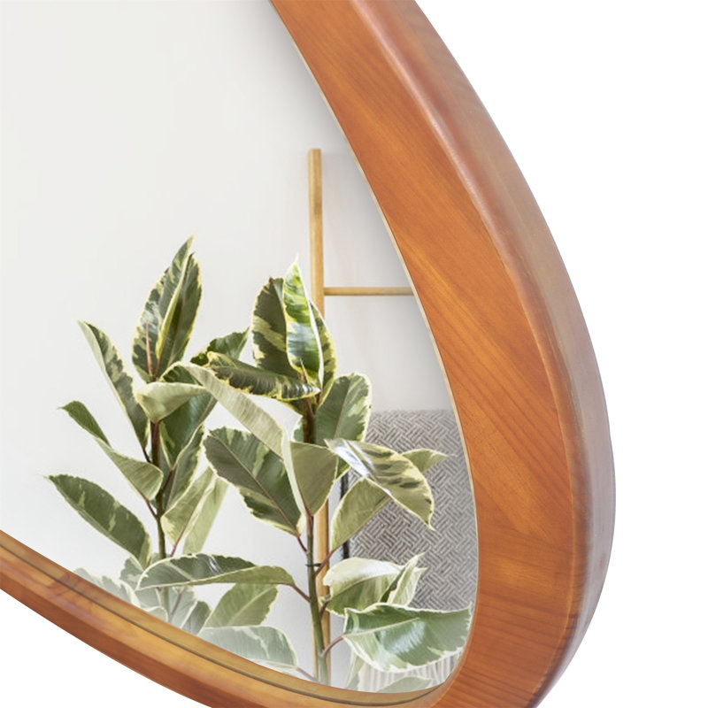 Miroir en bois massif 45 po Miroir mural asymétrique, Brun