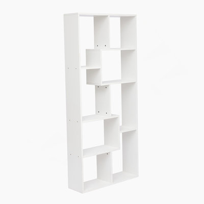 Asymmetrical Display Shelf & Bookcase, 5-Tier, White