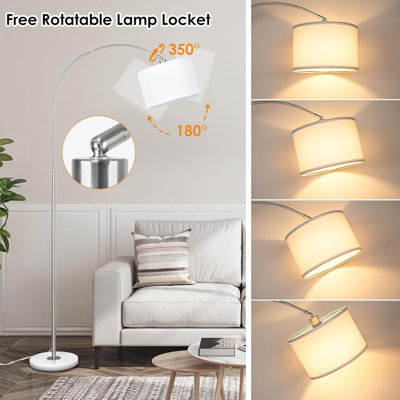 Floor Lamp With Remote Control, Stepless Dimmable LED Bulb, Rotatable Drum Shade, And Foot Switch For Living Room, Bedroom, Or Office