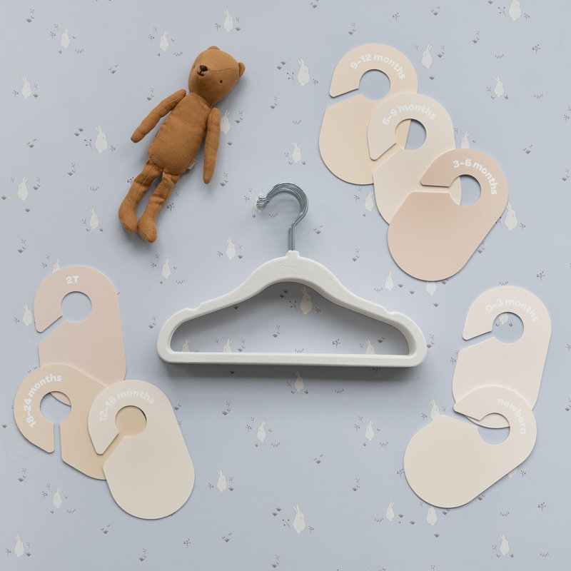 Cream and Neutral Baby Velvet Hangers with Closet Dividers Set