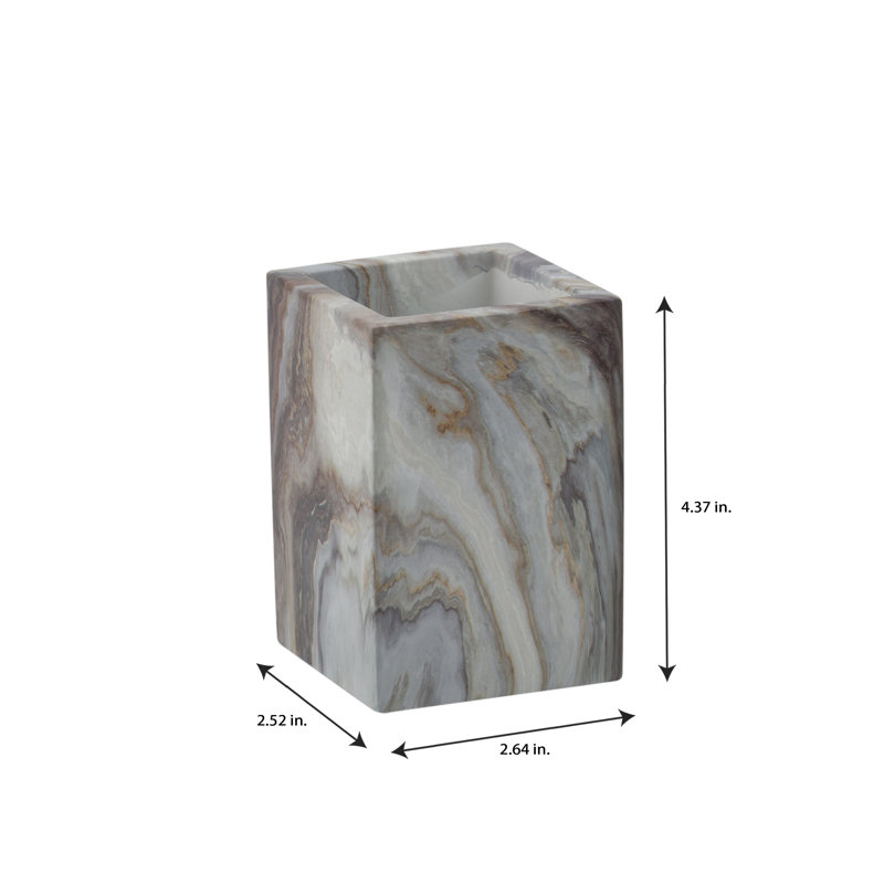 Gray and White Marble Square Bathroom Tumbler