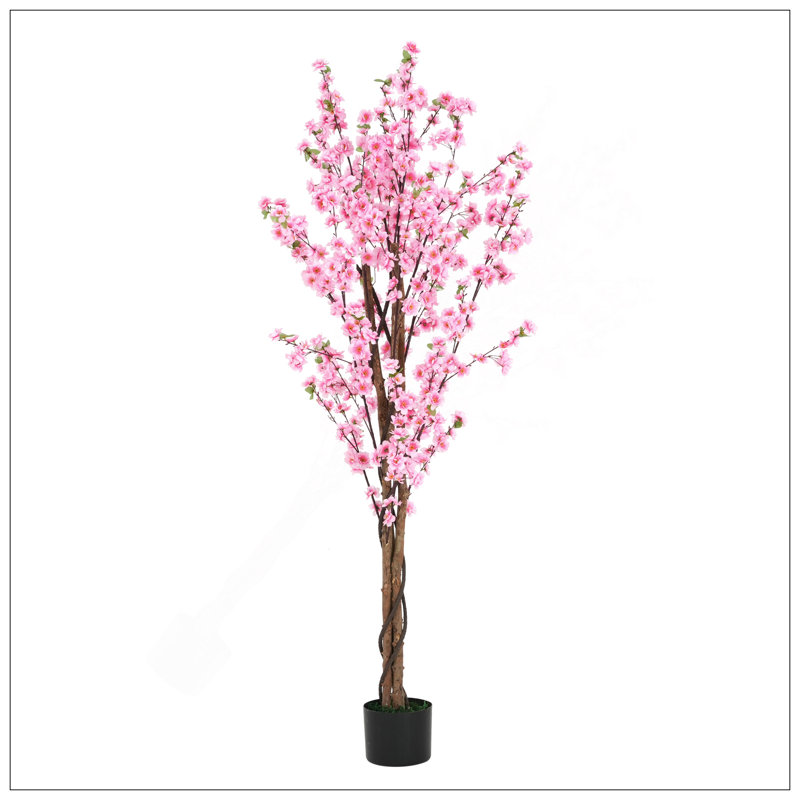 Fleur de pêcher artificielle 6 'avec pot