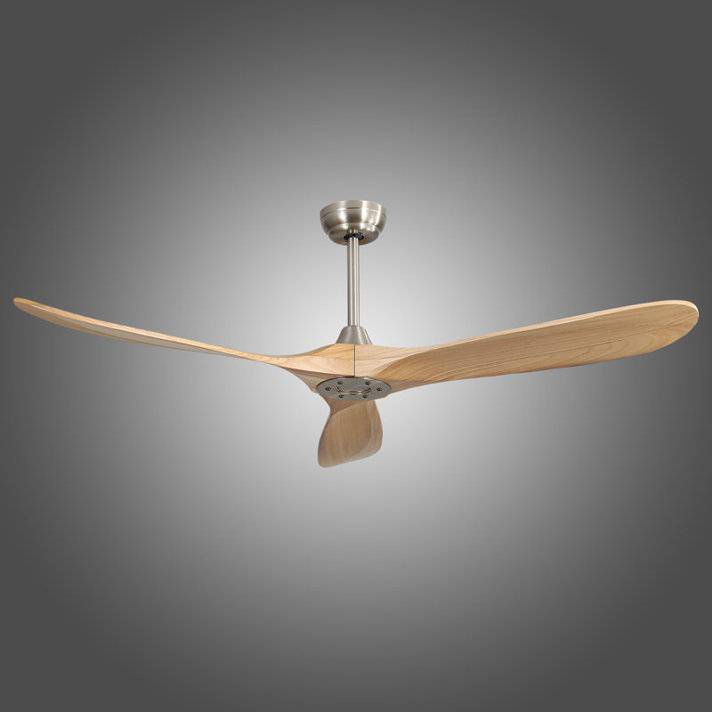 Nicola 60" 3-Blade Ceiling Fan, Nickel with Burlywood Blades
