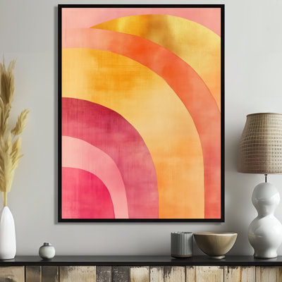 Pink Metallic Canvas, Blush & Gold Arcs, Blush Gold Abstract Wall Art