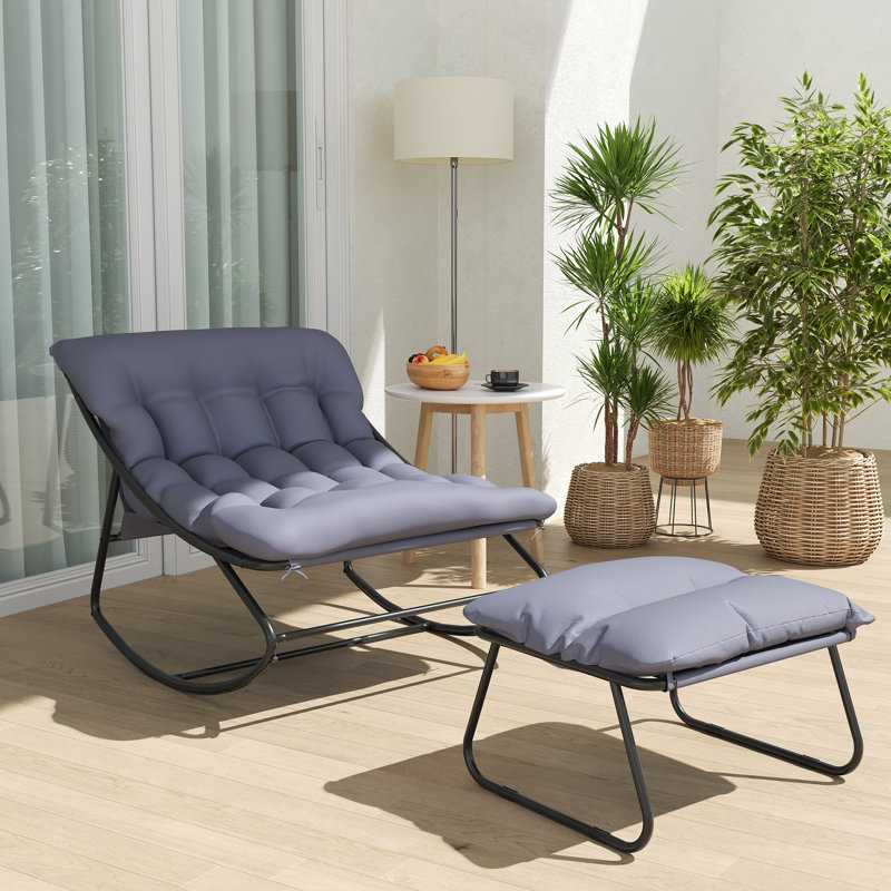 Chaise berçante surdimensionnée et repose-pieds surdimensionnés, Gris