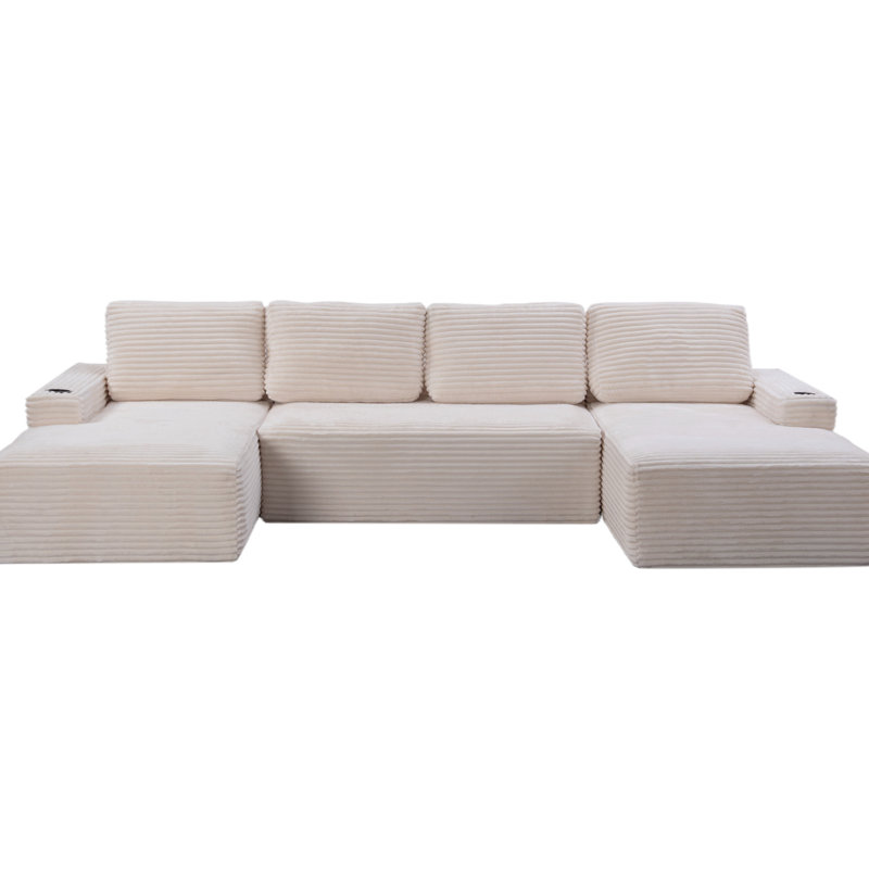 Corduroy U-Shaped Sectional Sofa