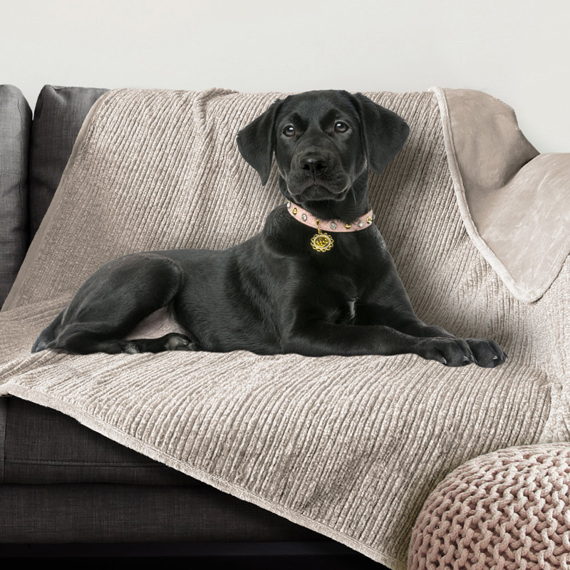 Taupe Waterproof Reversible Plush Pet Blanket 60" x 70"