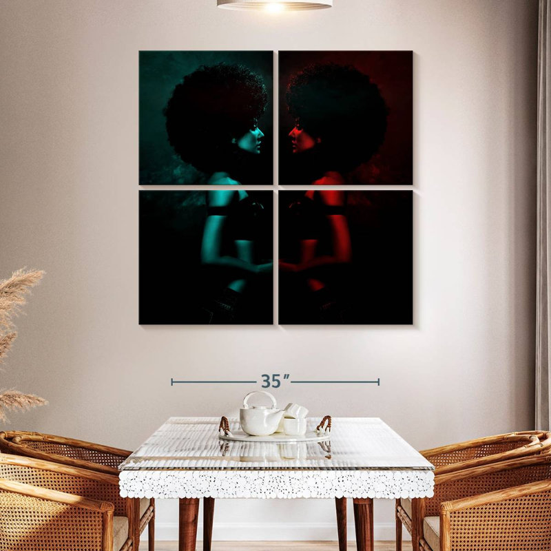 Portrait de femme afro, H 45 po x l 45 po