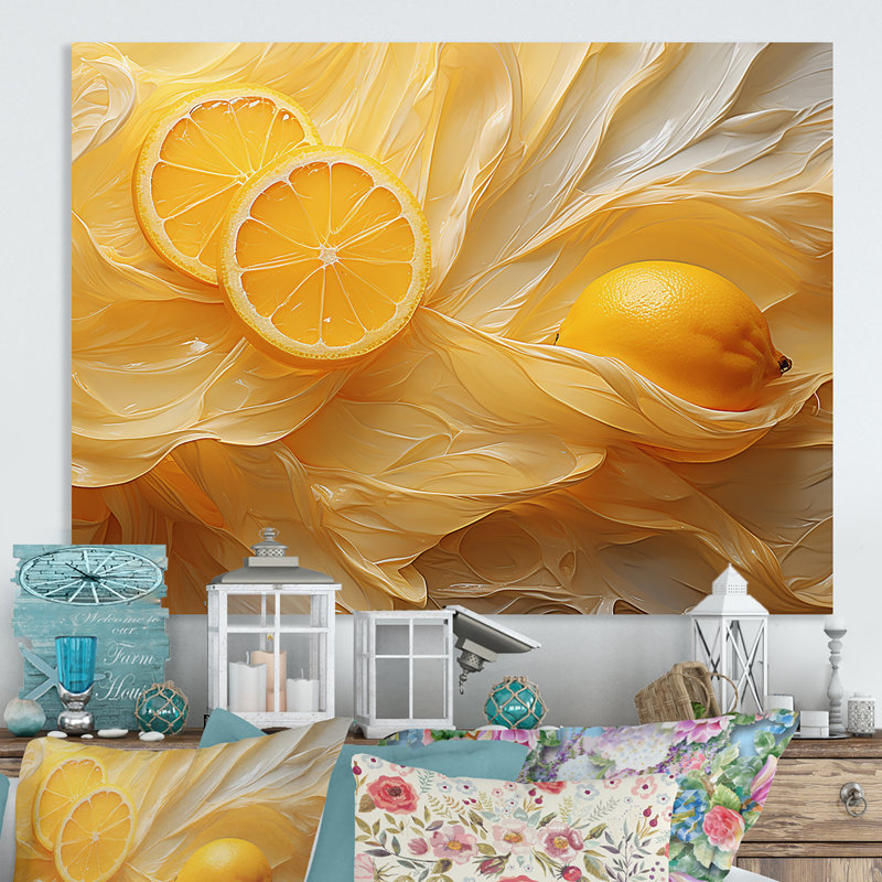 Citron citron sérénité II - fruits, art mural en métal, H 30 po x l 40 po x P 1,5 po
