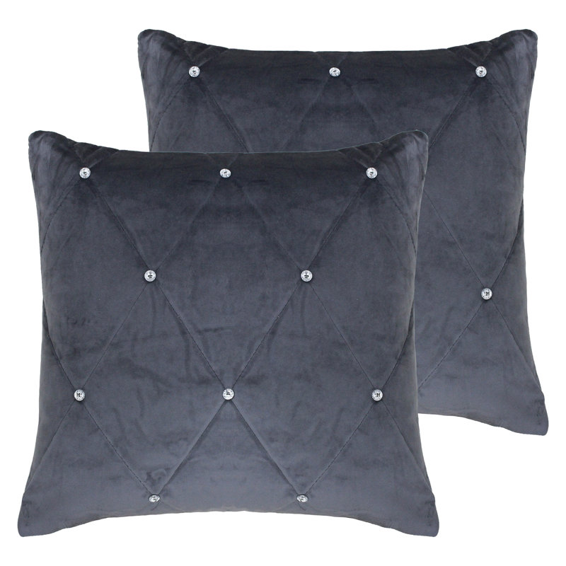 Paoletti Geometric Square Throw Cushion, Polyester, Pewter, 55cm H x 55cm W x 4cm D