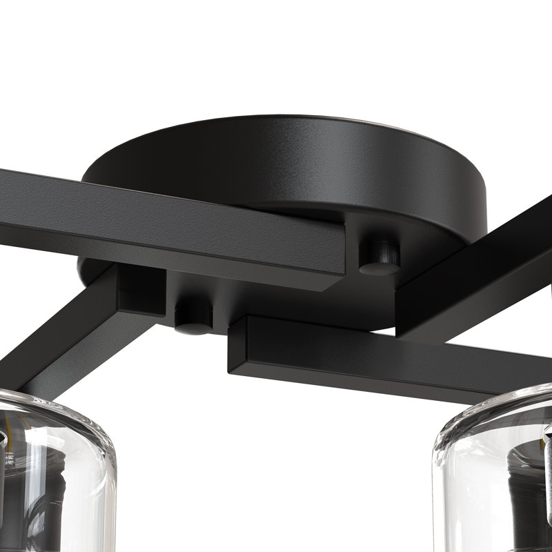 Lustre encastré moderne à 4 lumières à intensité variable, Noir mat