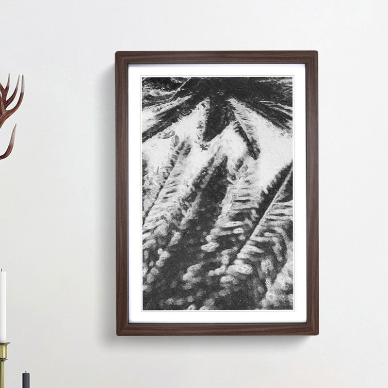 Palm Tree Shadows - Picture Frame Painting Print, 48cm H x 36cm W x 2cm D, Walnut Framed