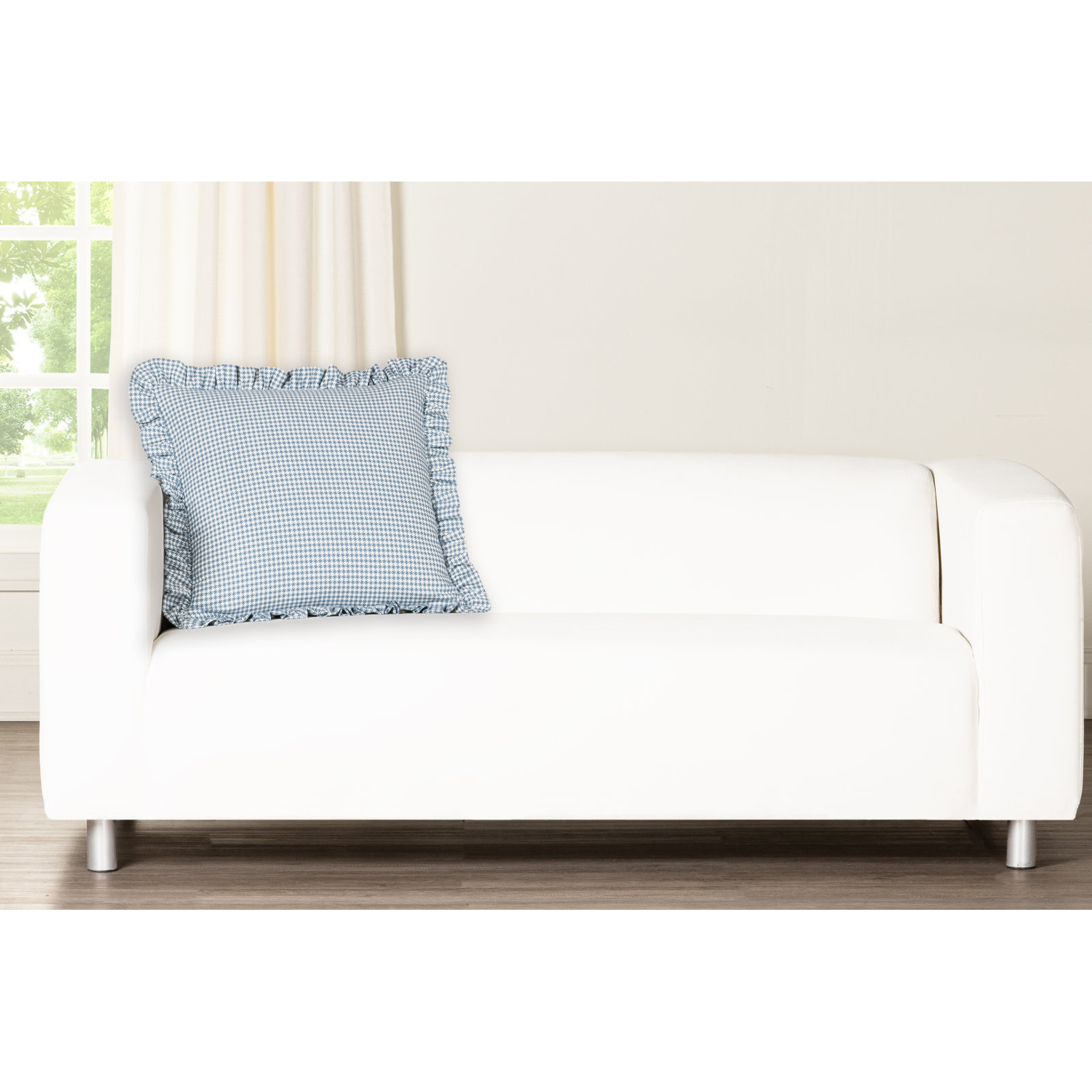 20" x 20" Cotton Throw Pillow, Feather, Blue
