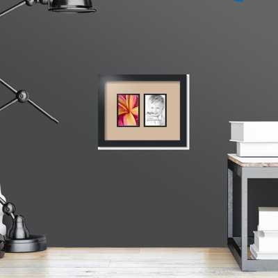 Satin Black Matte Picture Frame with Mat