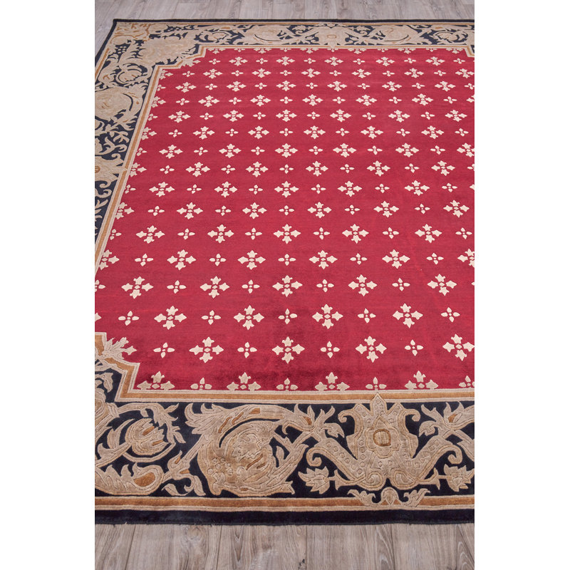 Hand-Knotted Red Wool 9'1" x 10' Area Rug