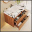 Meuble-lavabo flottant moderne de 29,9 po avec comptoir en faux marbre et lavabo encastré en céramique, fixation murale pour petits espaces