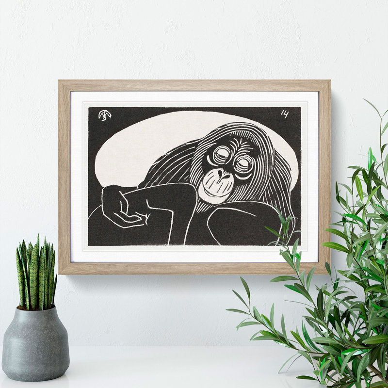 Orangutan by Samuel De Mesquita - Framed Print, 36cm H x 48cm W x 2cm D, Oak Framed