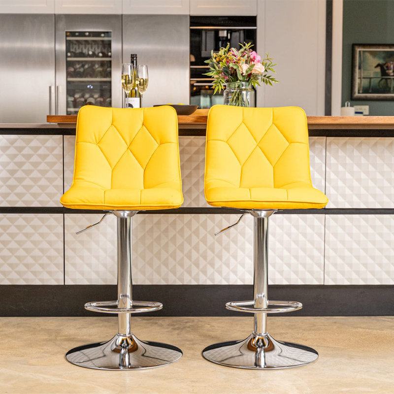 Arnet Pu Bar Stool 2pcs Black, Yellow