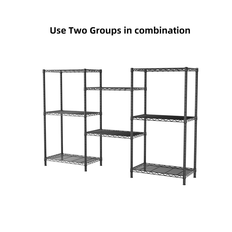 Tablettes de rangement réglables, H 47,2 po x l 23,2 po x P 13,4 po, Noir mat