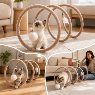 a balls Fabric Cats Tunnel With Ball And Attachments For Play And Rest