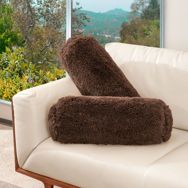 Faux Fur Reversible Throw Pillow, Brown