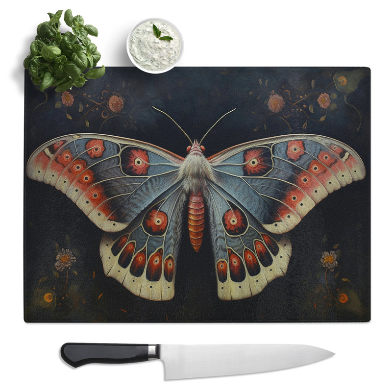 Moth Hard Edge  Glass Chopping Board