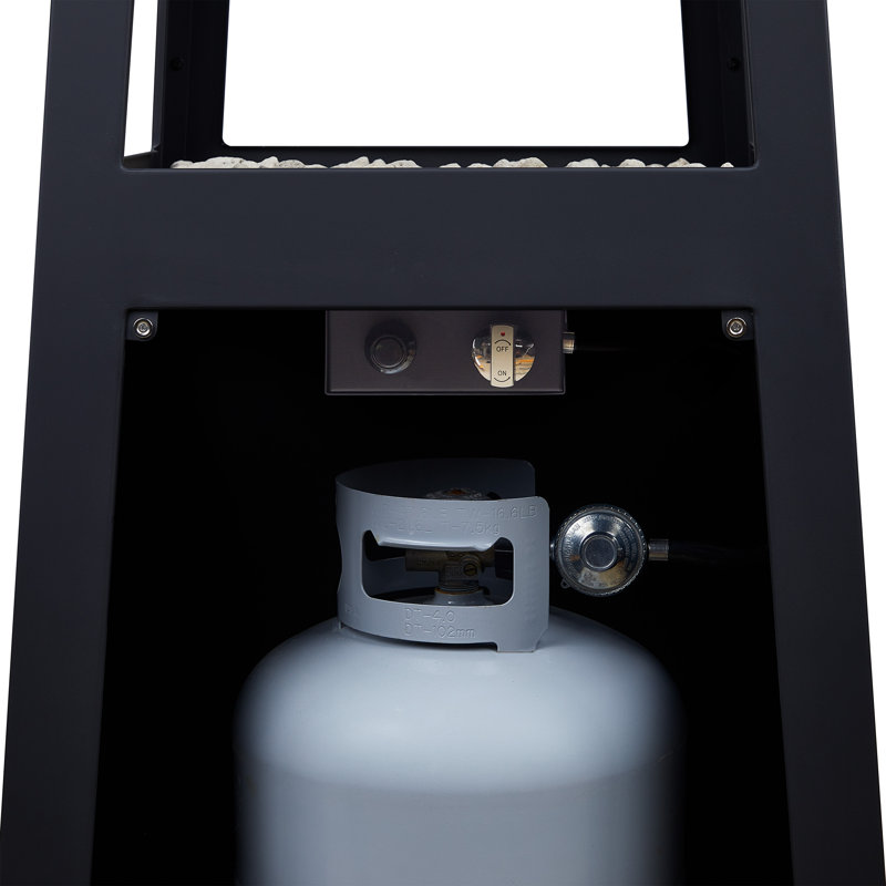 Ferro 70" Metal Chiminea Fire Pit With Hidden Propane Tank In Black By Real Flame 