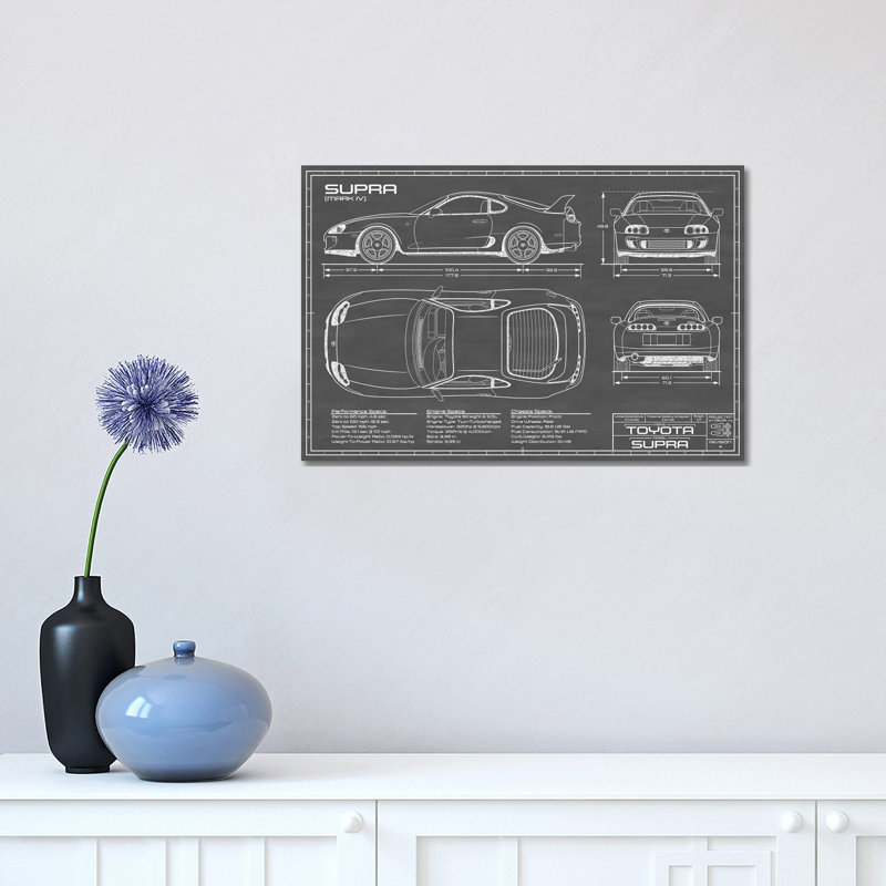 Corvette (C7) Z06-impression de dessin, Pas de tapis, Toile tendue, H 12 po x l 18 po x P 1,5 po