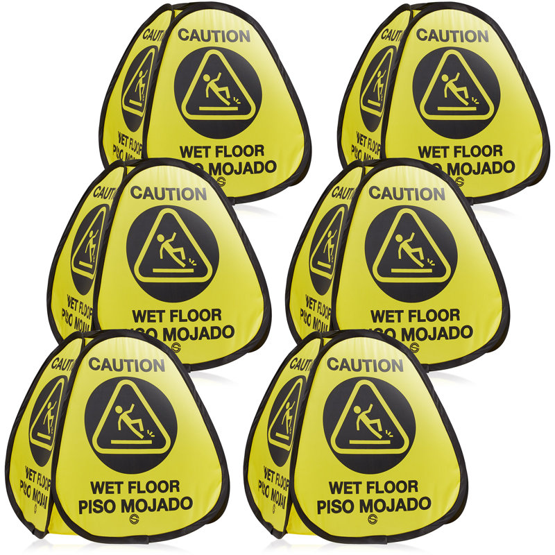 Ensemble de 6 panneaux de signalisation de sol humide jaune 16 po - anglais / espagnol, 6