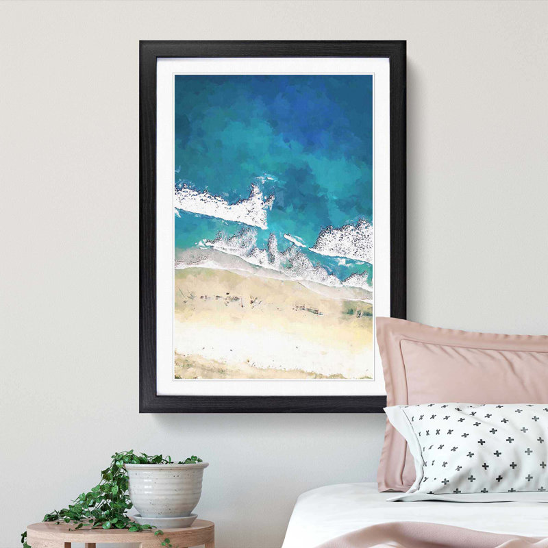Blacks Beach in San Diego in Abstract - Picture Frame Graphic Art Print, 48cm H x 36cm W x 2cm D, Black Framed