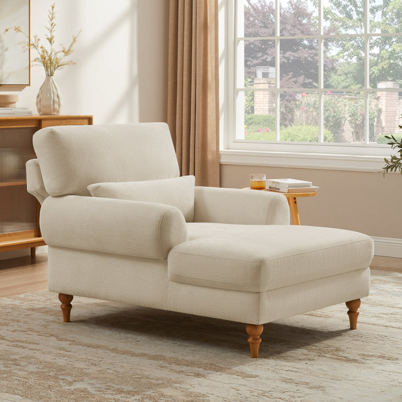Chaise longue rembourrée avec dossier réglable Jazier, Crème
