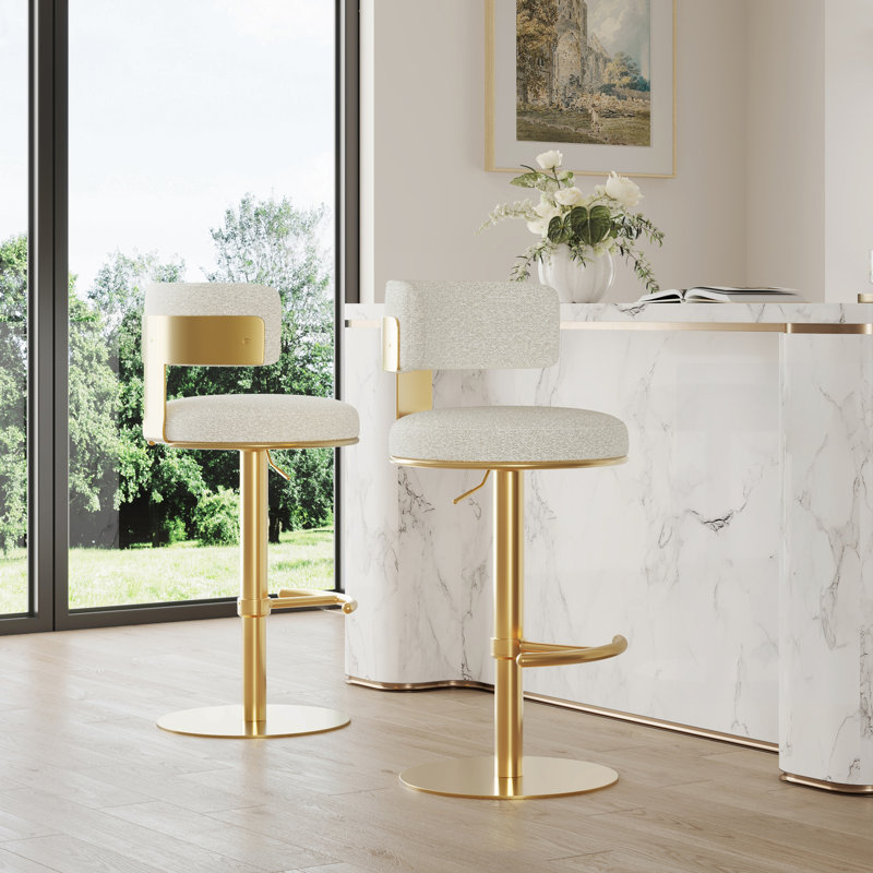 Tabouret pivotant à hauteur réglable, Doré, Doré