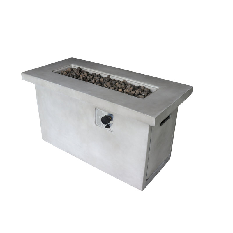 24'' H Concrete Propane/Natural Gas Outdoor Fire Pit Table, Gray