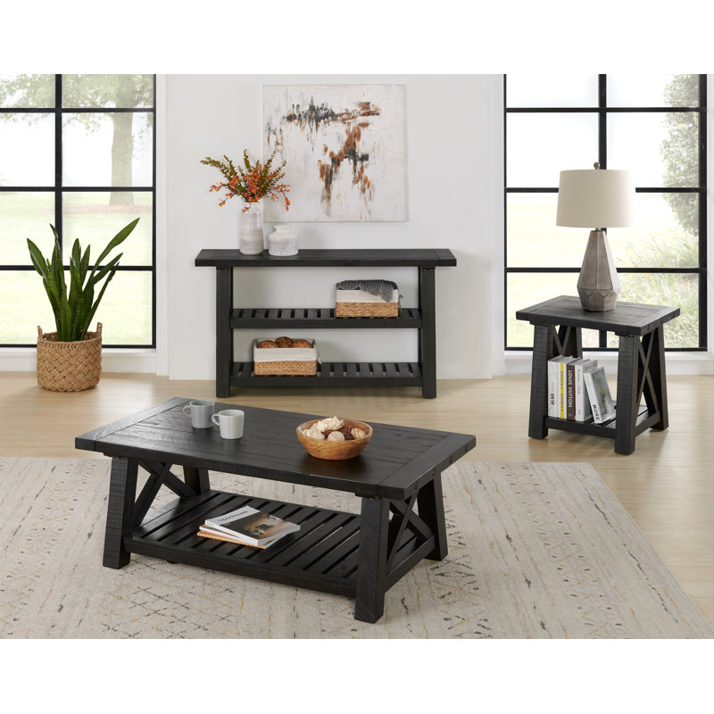 Caberfae 55'' Solid Wood Console Table, Black Stain