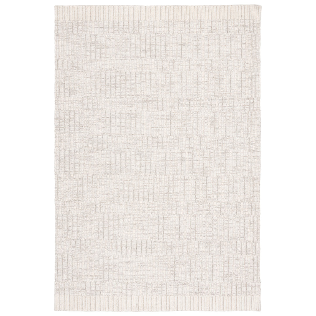 Martha Stewart Hand Loomed Wool/Cotton Solid Color Rug in Ivory/Gray Martha Stewart Rugs Rug 