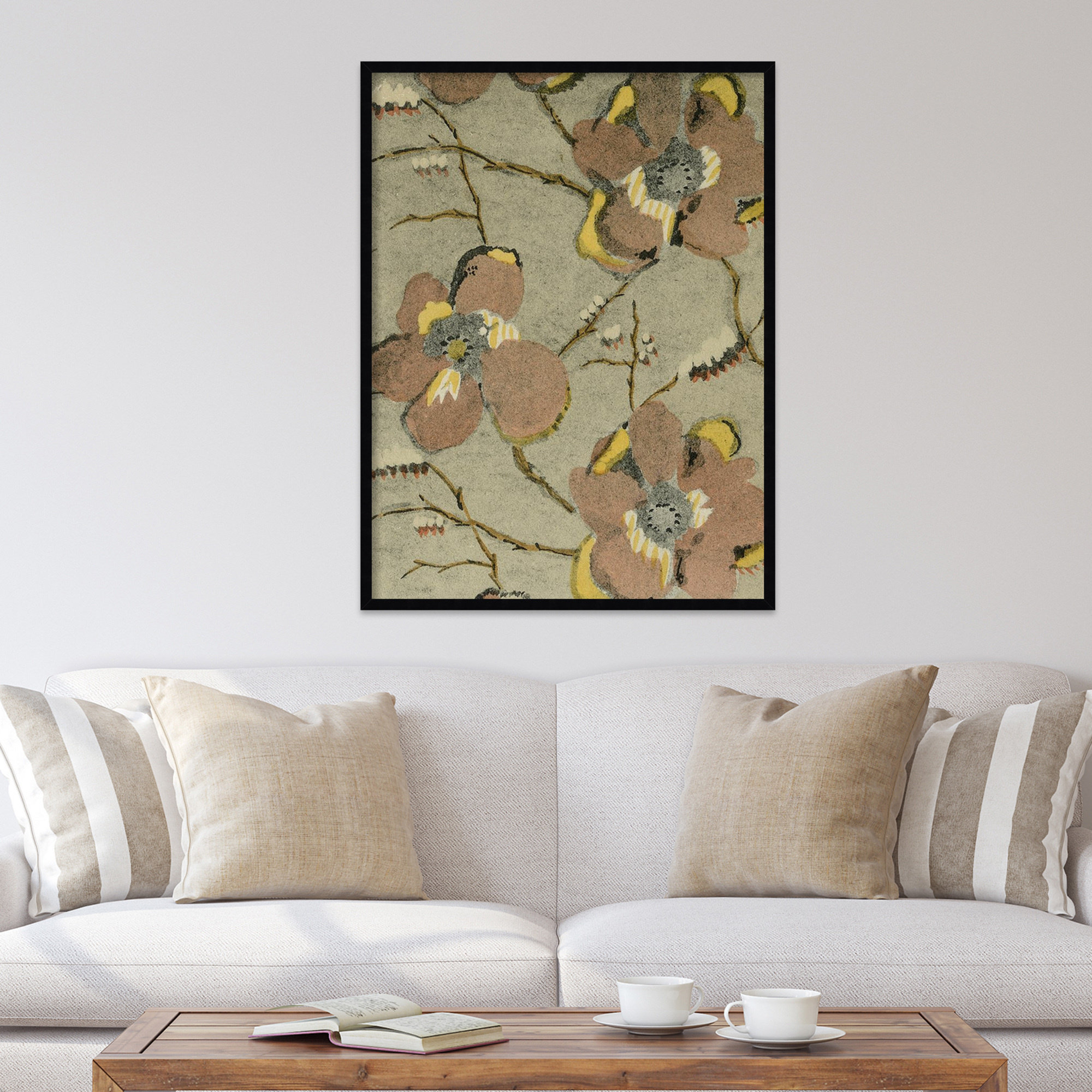 Delicate Floral Pattern II by Baxter Mill Archive, 26" H x 20" W, Black