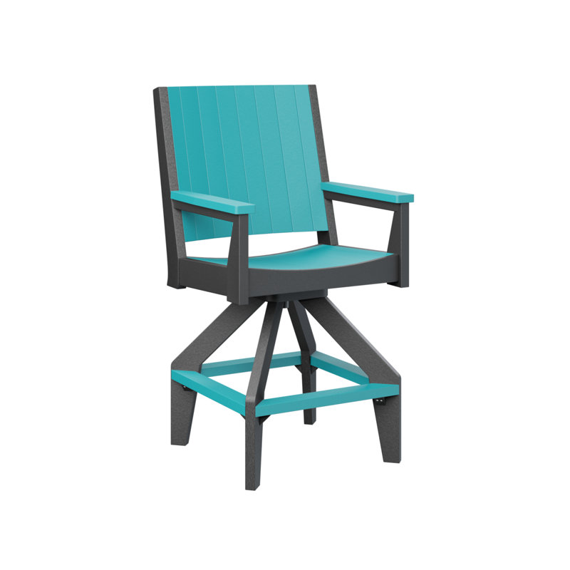 Chaise de bar pivotante Berlin, Black, Aruba Blue