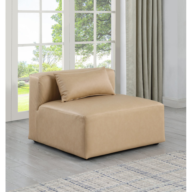 Chaise d'appoint en cuir Iyonnie Vegan, Cuir brun clair végétalien