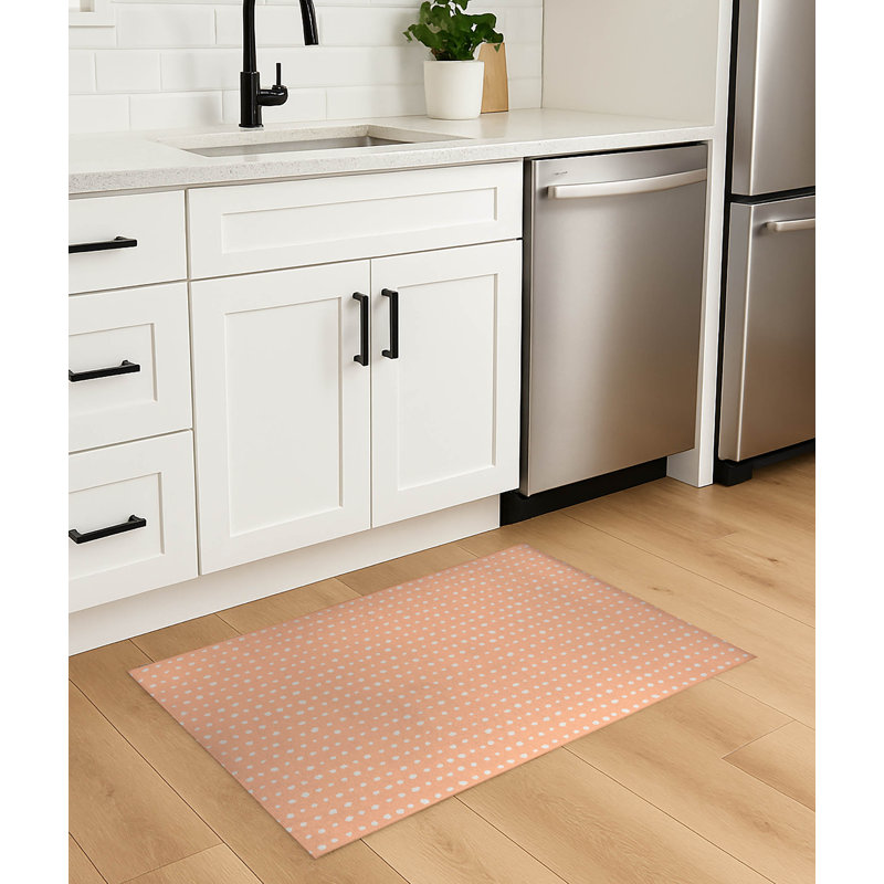 Tapis de cuisine léger Dot Dot, Pêche, Rectangulaire 2 pi x 3 pi