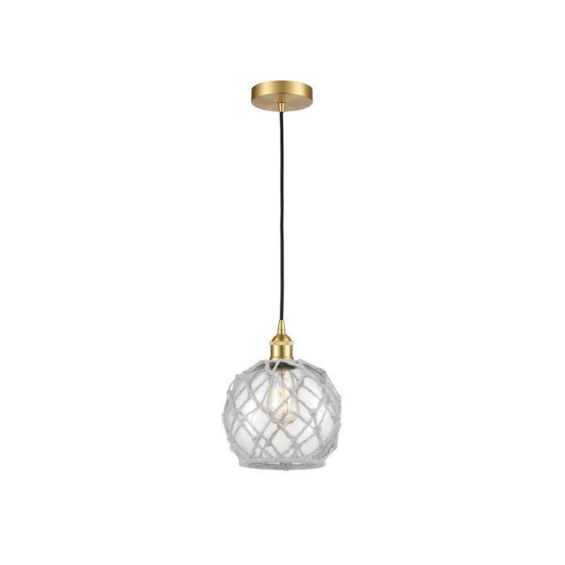 Luminaire suspendu simple à 1 lumière Haytham, Transparent/blanc, Or satiné