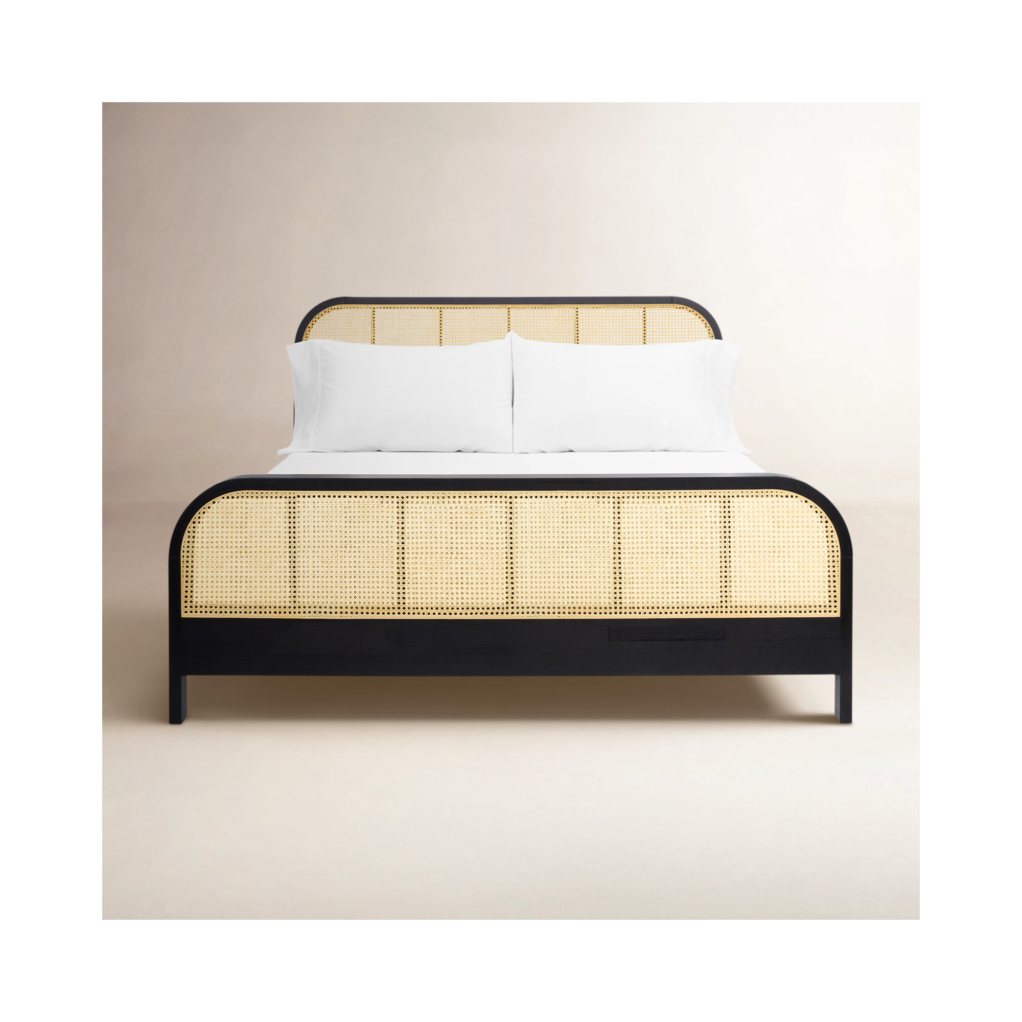  Cane Bed, Black, Queen