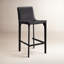 Tabouret de bar H 26 po entièrement assemblé, tabouret de bar rembourré en cuir Saddle avec siège rembourré, tabouret de bar à hauteur de comptoir avec repose-pieds à cadre en métal pour îlot de cuisine, noir-2110765625-2110897004
