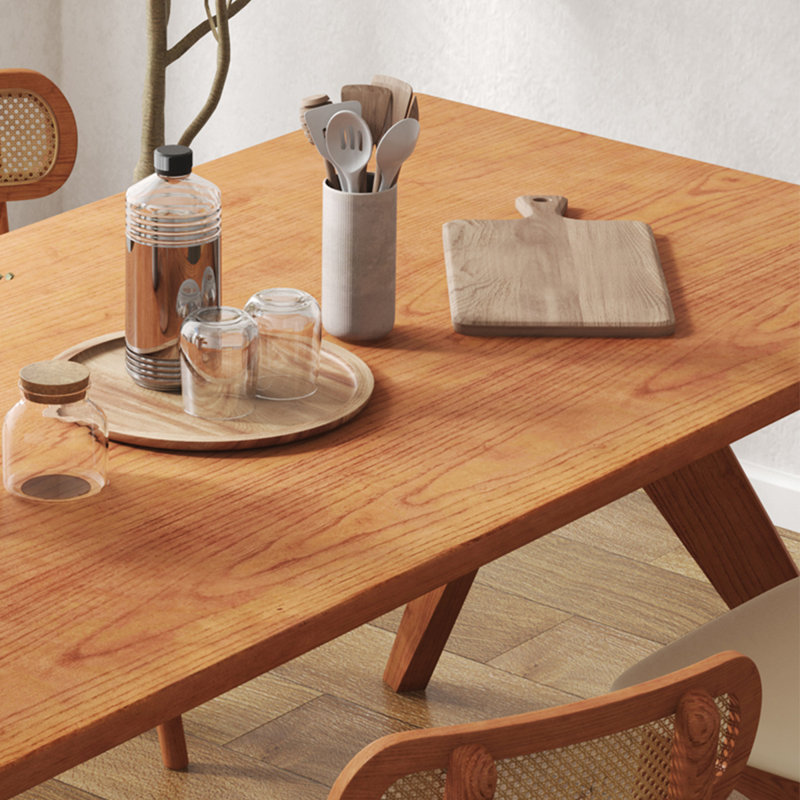 Table de salle à manger rectangulaire en bois massif couleur cerisier, H 29,53 po x L 62,99 po x l 31,50 po