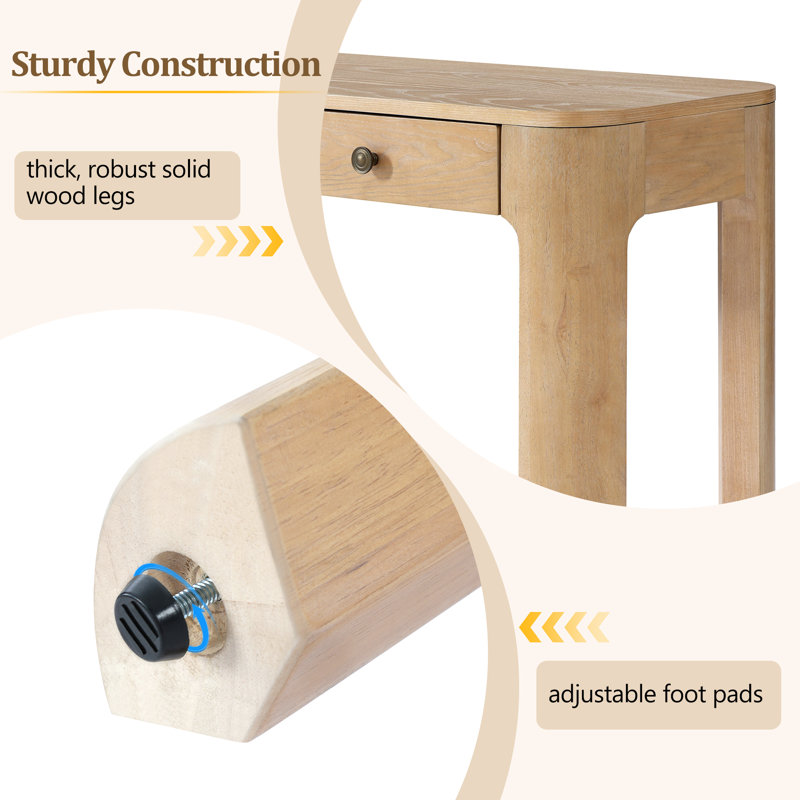 Console de coin courbée de sécurité, table de rangement avec 3 tiroirs